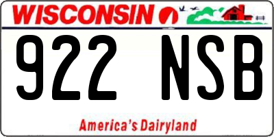 WI license plate 922NSB