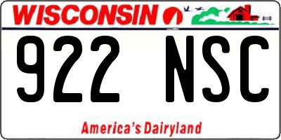 WI license plate 922NSC