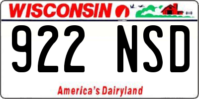 WI license plate 922NSD