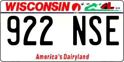 WI license plate 922NSE