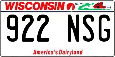 WI license plate 922NSG