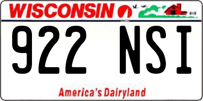 WI license plate 922NSI
