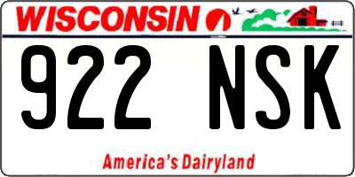 WI license plate 922NSK