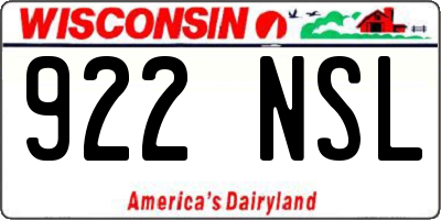 WI license plate 922NSL