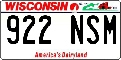 WI license plate 922NSM