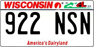 WI license plate 922NSN