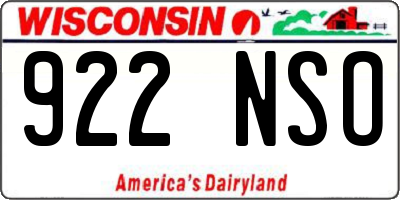 WI license plate 922NSO