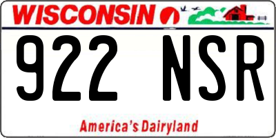 WI license plate 922NSR