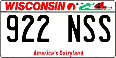 WI license plate 922NSS