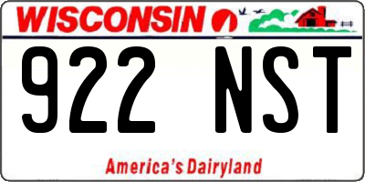 WI license plate 922NST
