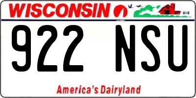 WI license plate 922NSU