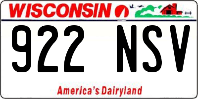 WI license plate 922NSV