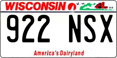 WI license plate 922NSX