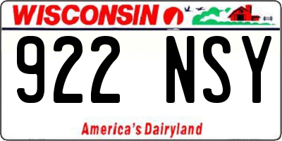 WI license plate 922NSY