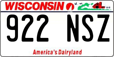 WI license plate 922NSZ