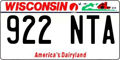 WI license plate 922NTA