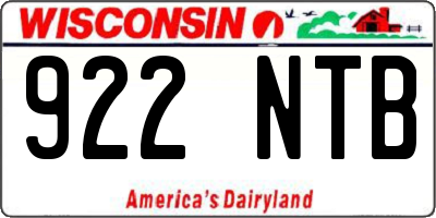 WI license plate 922NTB