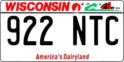 WI license plate 922NTC