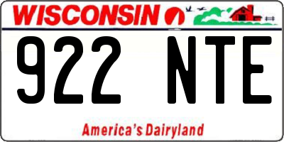 WI license plate 922NTE