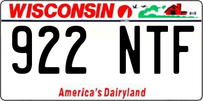 WI license plate 922NTF