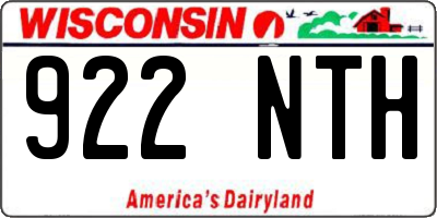 WI license plate 922NTH
