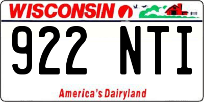 WI license plate 922NTI