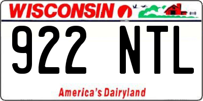 WI license plate 922NTL
