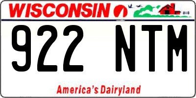 WI license plate 922NTM