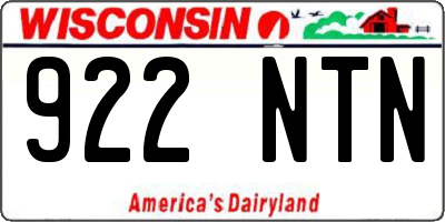 WI license plate 922NTN
