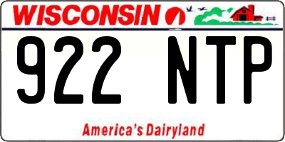 WI license plate 922NTP