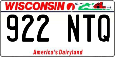 WI license plate 922NTQ
