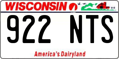 WI license plate 922NTS