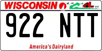 WI license plate 922NTT