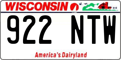 WI license plate 922NTW