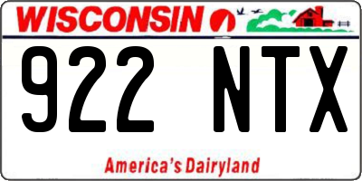 WI license plate 922NTX