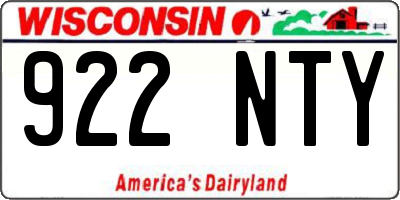 WI license plate 922NTY