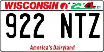 WI license plate 922NTZ