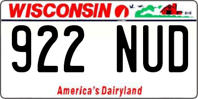 WI license plate 922NUD
