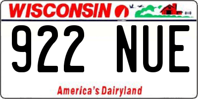 WI license plate 922NUE