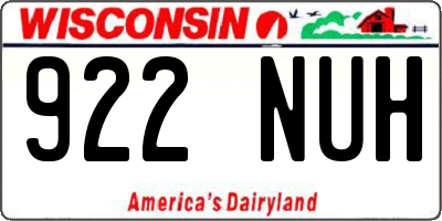 WI license plate 922NUH
