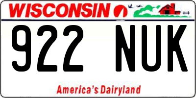 WI license plate 922NUK