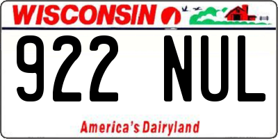 WI license plate 922NUL