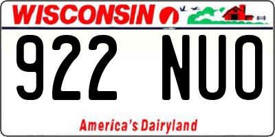 WI license plate 922NUO