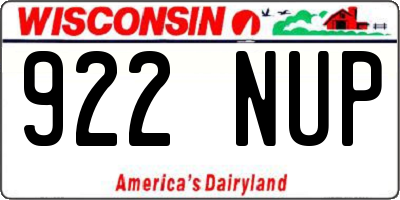 WI license plate 922NUP
