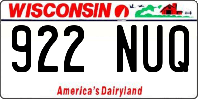 WI license plate 922NUQ