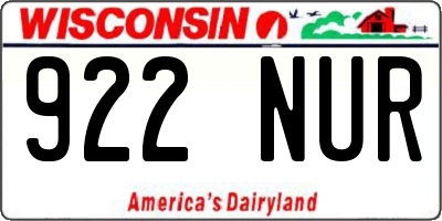 WI license plate 922NUR