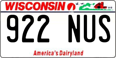 WI license plate 922NUS