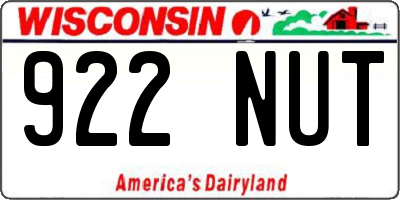 WI license plate 922NUT