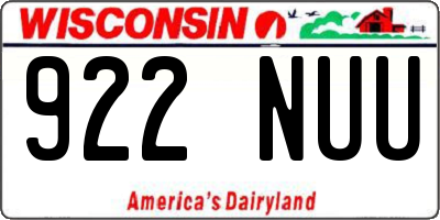 WI license plate 922NUU