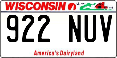 WI license plate 922NUV